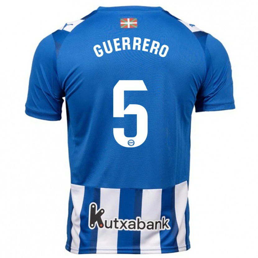 Danxen Homme Maillot Ángel Guerrero #5 Bleu Blanc Tenues Domicile 2025/26 T-Shirt