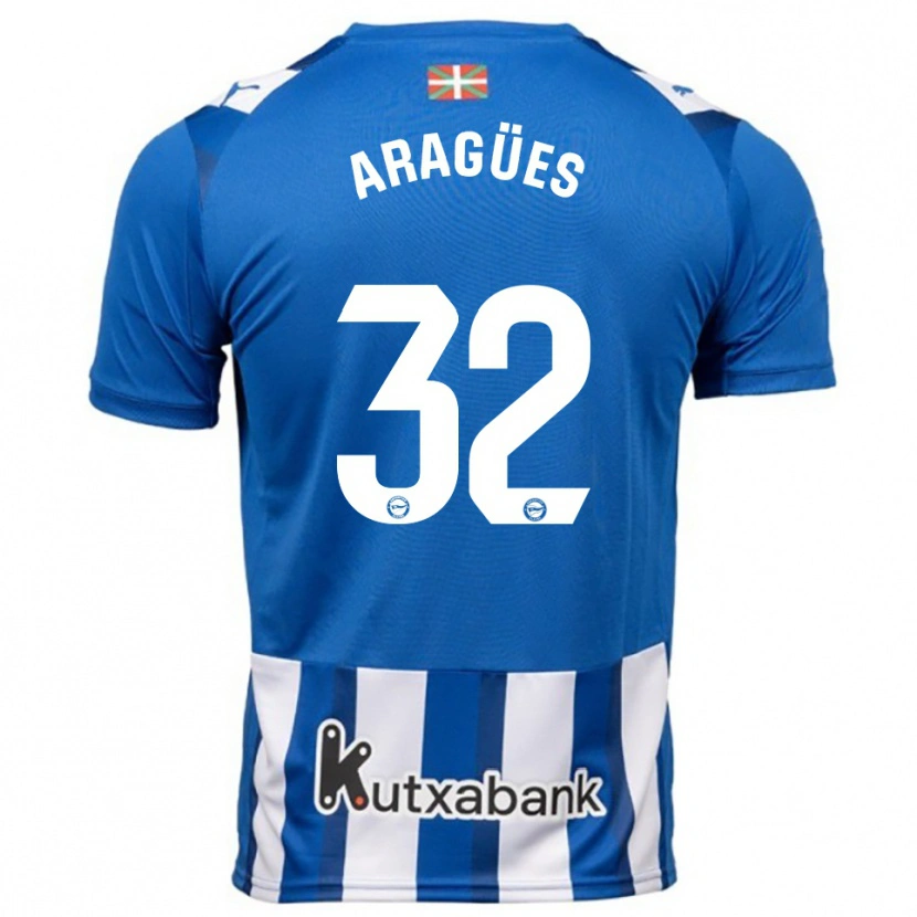 Danxen Homme Maillot Chema Aragües #32 Bleu Blanc Tenues Domicile 2025/26 T-Shirt