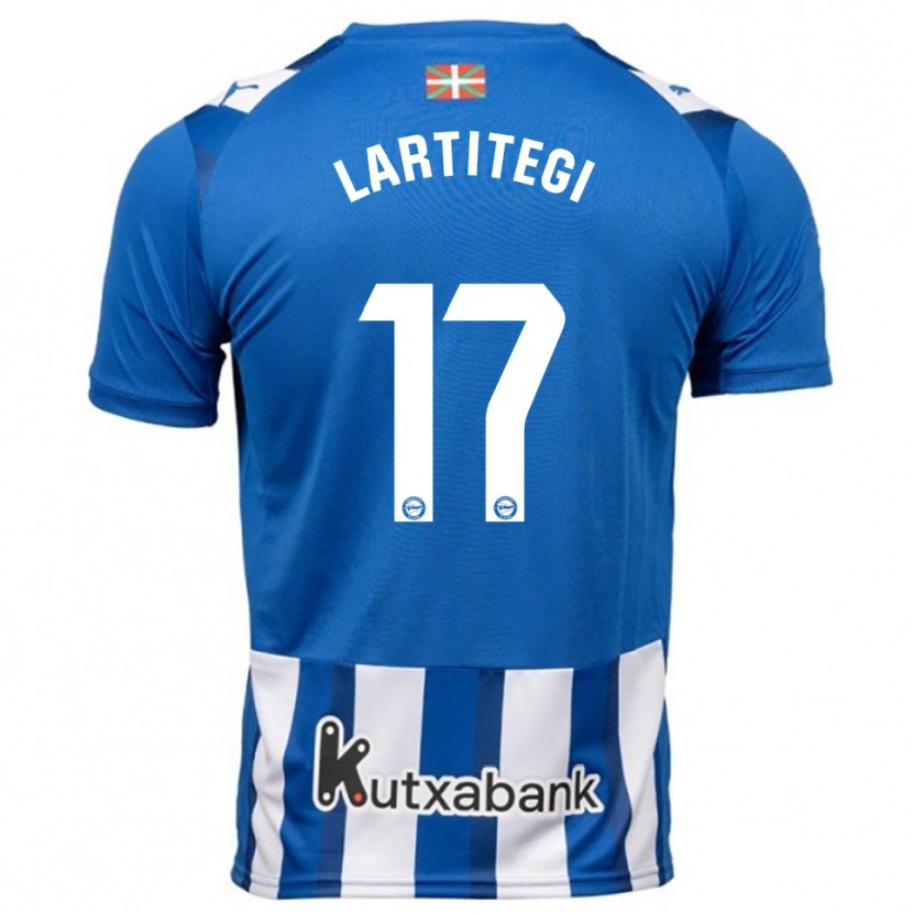 Danxen Homme Maillot Julen Lartitegi #17 Bleu Blanc Tenues Domicile 2025/26 T-Shirt
