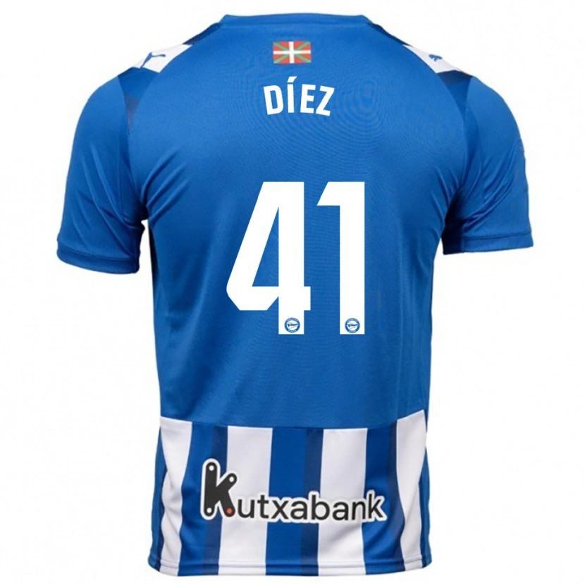 Danxen Homme Maillot Victor Díez #41 Bleu Blanc Tenues Domicile 2025/26 T-Shirt