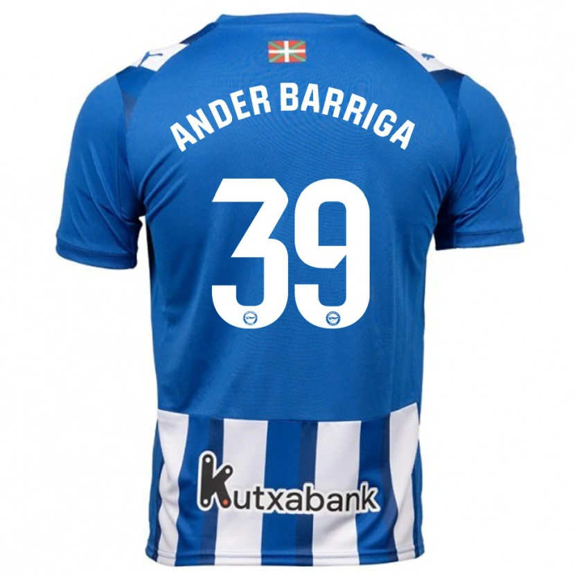 Danxen Homme Maillot Jon Ander Barriga #39 Bleu Blanc Tenues Domicile 2025/26 T-Shirt