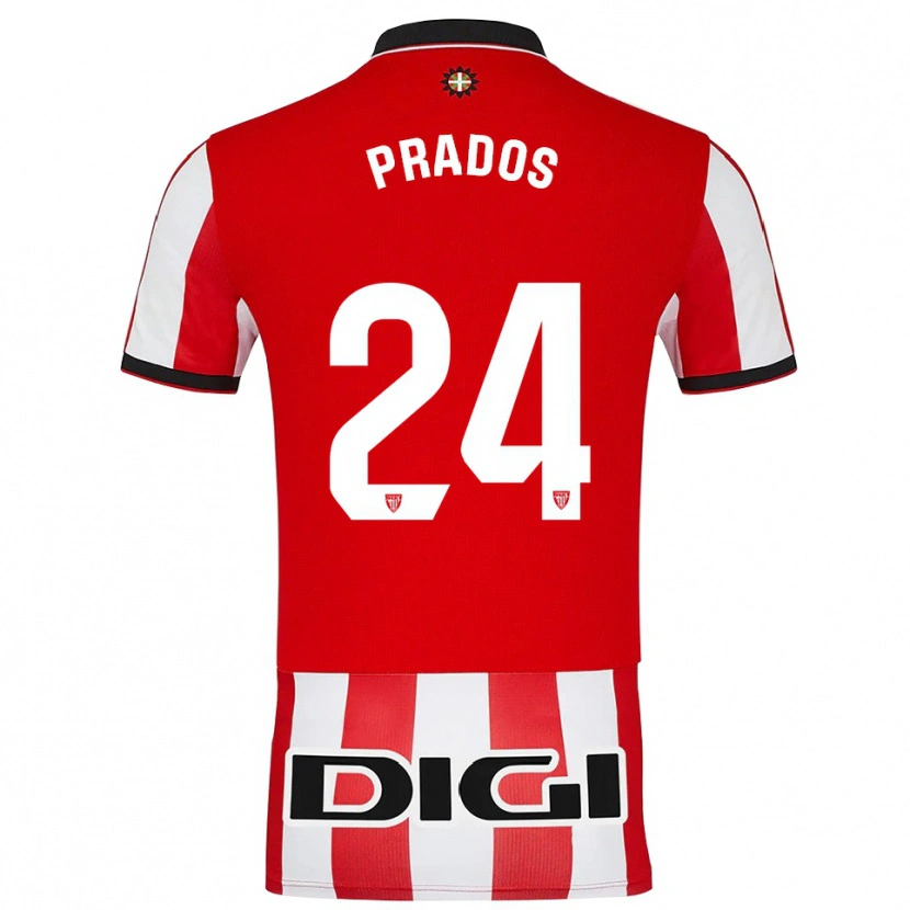 Danxen Homme Maillot Beñat Prados #24 Rouge Blanc Tenues Domicile 2025/26 T-Shirt