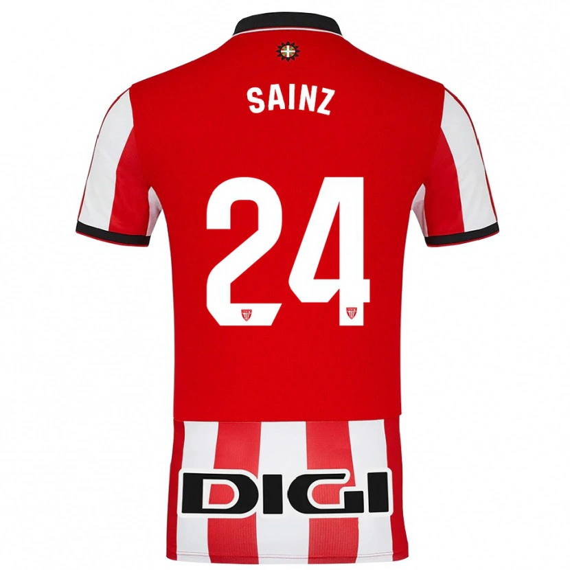 Danxen Homme Maillot Iñigo Sainz #24 Rouge Blanc Tenues Domicile 2025/26 T-Shirt