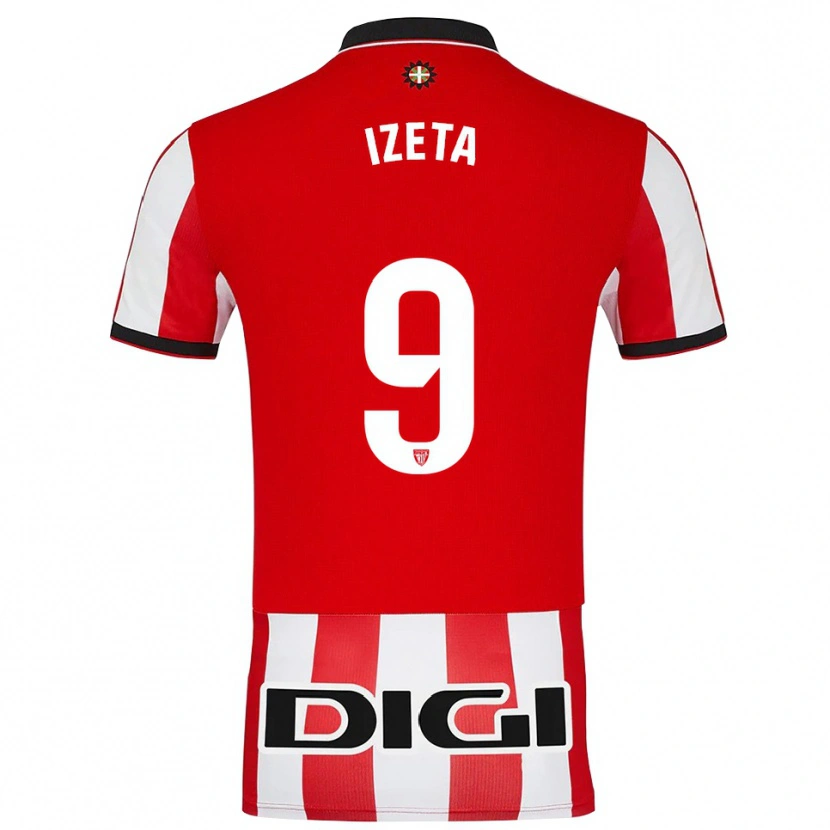 Danxen Homme Maillot Urko Izeta #9 Rouge Blanc Tenues Domicile 2025/26 T-Shirt
