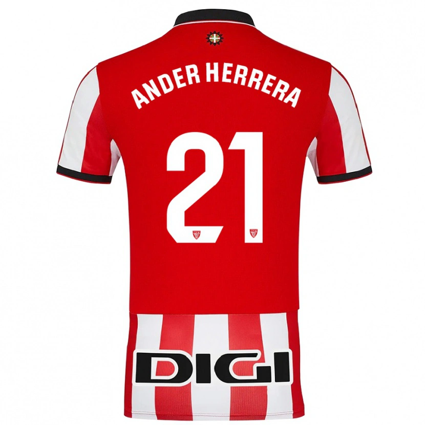 Danxen Homme Maillot Ander Herrera #21 Rouge Blanc Tenues Domicile 2025/26 T-Shirt