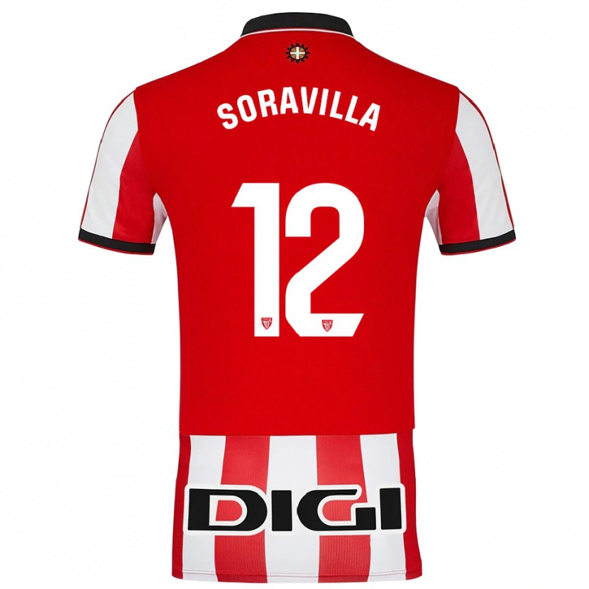 Danxen Homme Maillot Ander Soravilla #12 Rouge Blanc Tenues Domicile 2025/26 T-Shirt