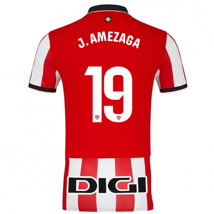 Danxen Homme Maillot Jone Amezaga Martínez #19 Rouge Blanc Tenues Domicile 2025/26 T-Shirt