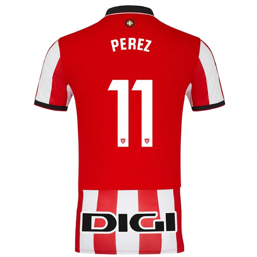 Danxen Homme Maillot Adrián Pérez #11 Rouge Blanc Tenues Domicile 2025/26 T-Shirt