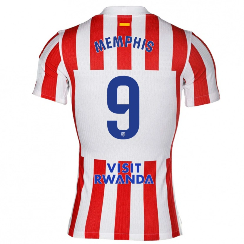Danxen Homme Maillot Memphis Depay #9 Rouge Blanc Tenues Domicile 2025/26 T-Shirt