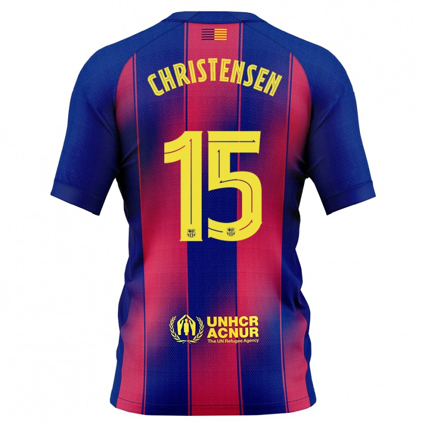 Danxen Homme Maillot Andreas Christensen #15 Bleu Rouge Tenues Domicile 2025/26 T-Shirt