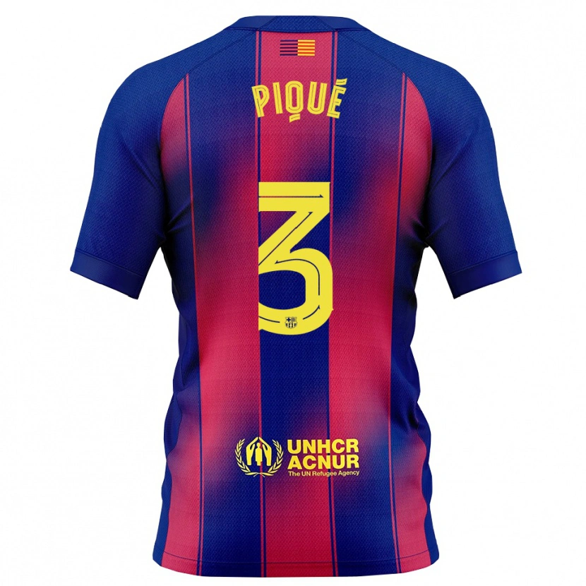 Danxen Homme Maillot Gerard Pique #3 Bleu Rouge Tenues Domicile 2025/26 T-Shirt