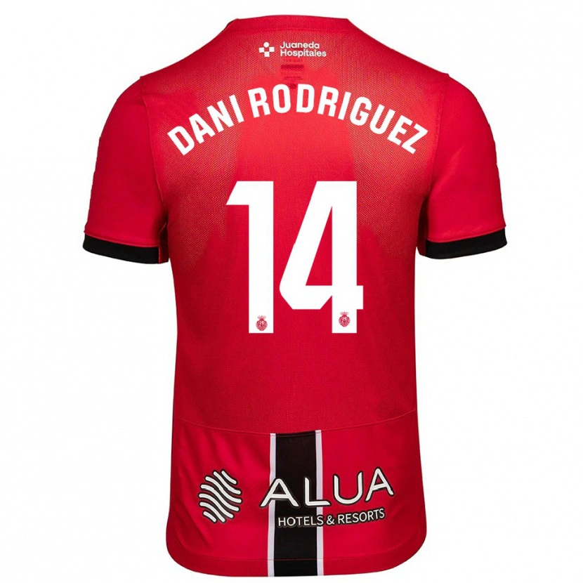 Danxen Homme Maillot Dani Rodríguez #14 Rouge Noir Tenues Domicile 2025/26 T-Shirt