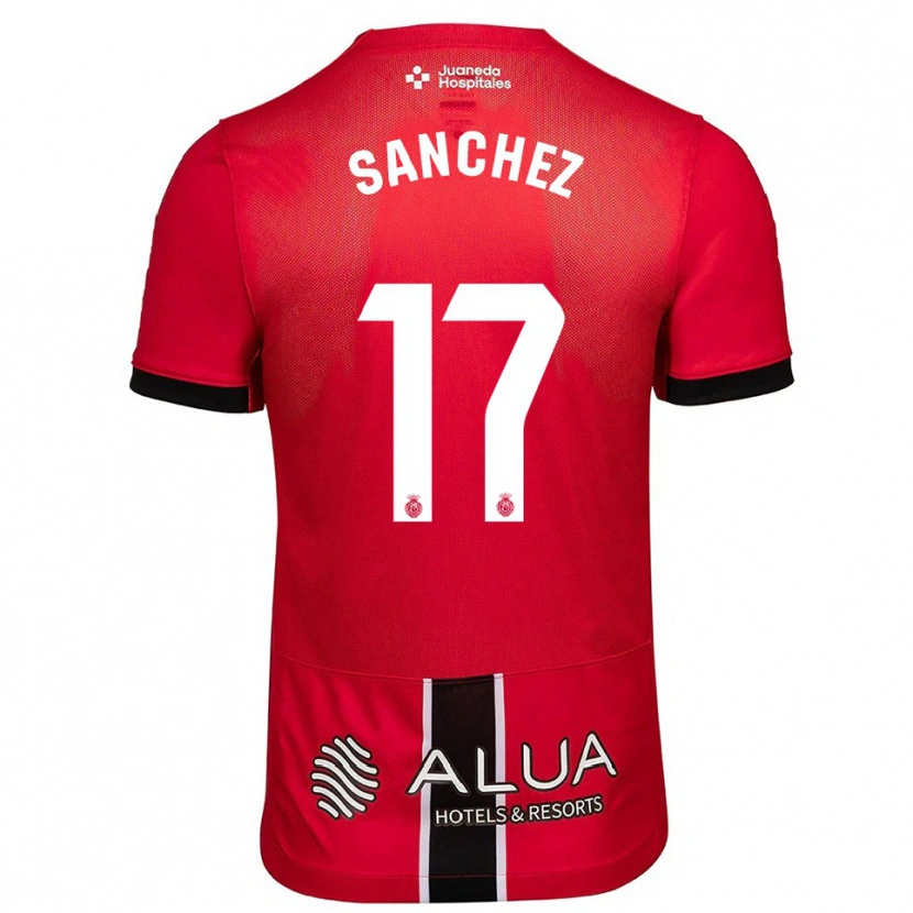 Danxen Homme Maillot Avelino Sánchez #17 Rouge Noir Tenues Domicile 2025/26 T-Shirt