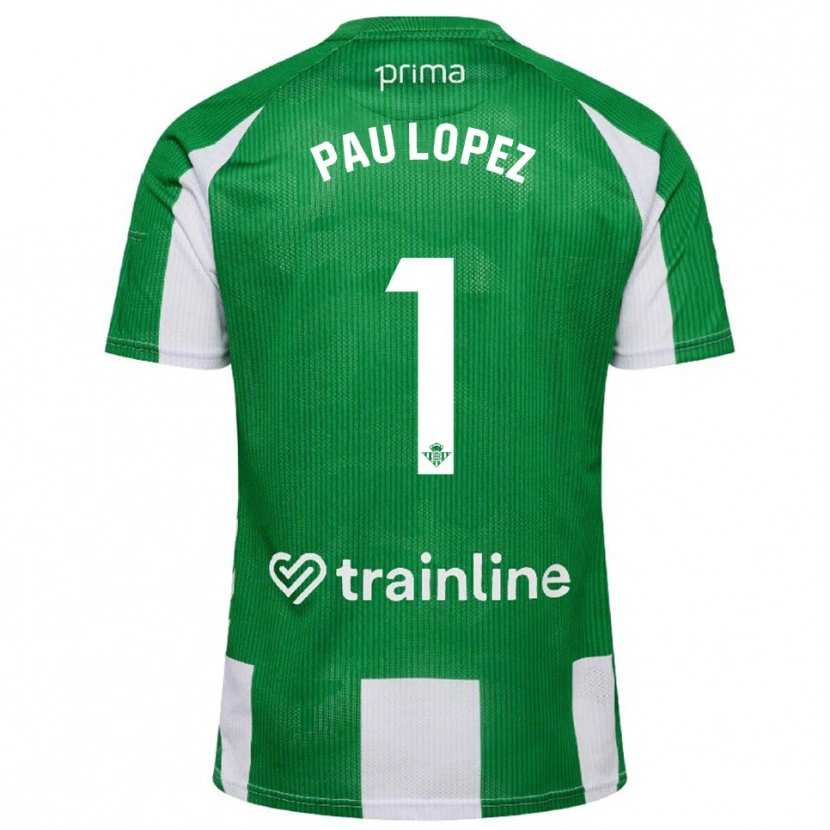 Danxen Homme Maillot Pau López #1 Vert Blanc Tenues Domicile 2025/26 T-Shirt