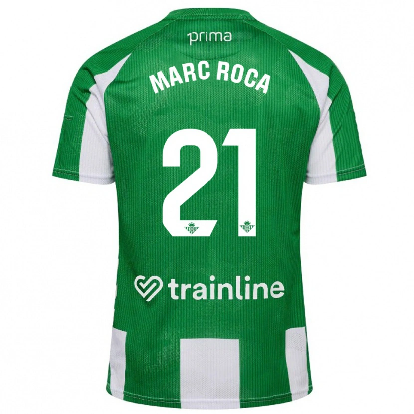Danxen Homme Maillot Marc Roca #21 Vert Blanc Tenues Domicile 2025/26 T-Shirt