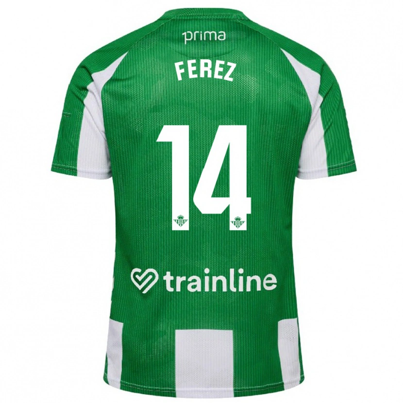 Danxen Homme Maillot Carolina Férez #14 Vert Blanc Tenues Domicile 2025/26 T-Shirt
