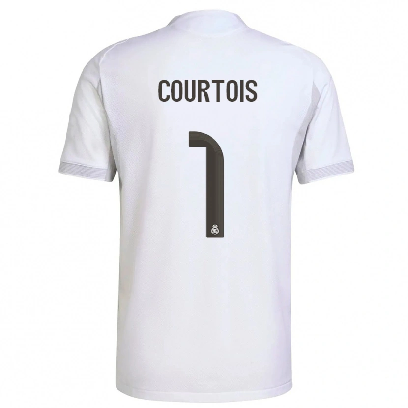Danxen Homme Maillot Thibaut Courtois #1 Blanc Jaune Tenues Domicile 2025/26 T-Shirt