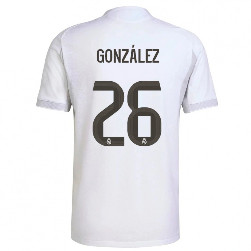 Danxen Homme Maillot Fran González #26 Blanc Jaune Tenues Domicile 2025/26 T-Shirt