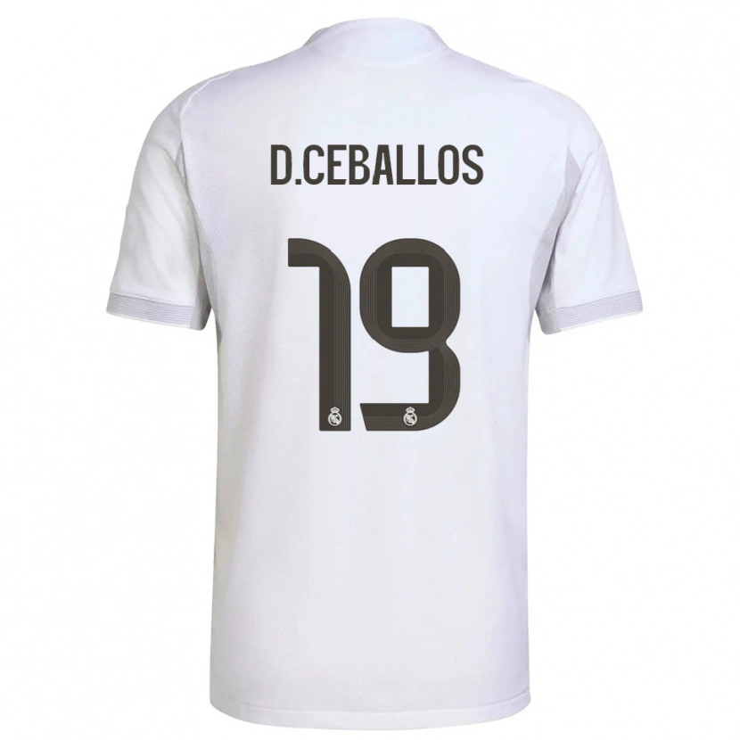 Danxen Homme Maillot Dani Ceballos #19 Blanc Jaune Tenues Domicile 2025/26 T-Shirt