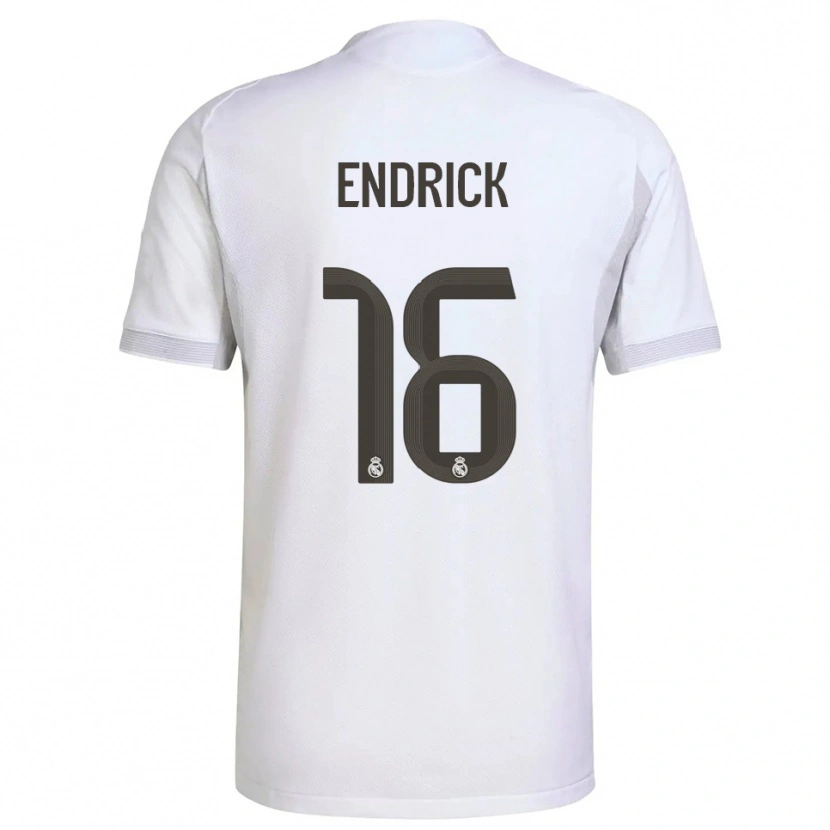 Danxen Homme Maillot Endrick #16 Blanc Jaune Tenues Domicile 2025/26 T-Shirt