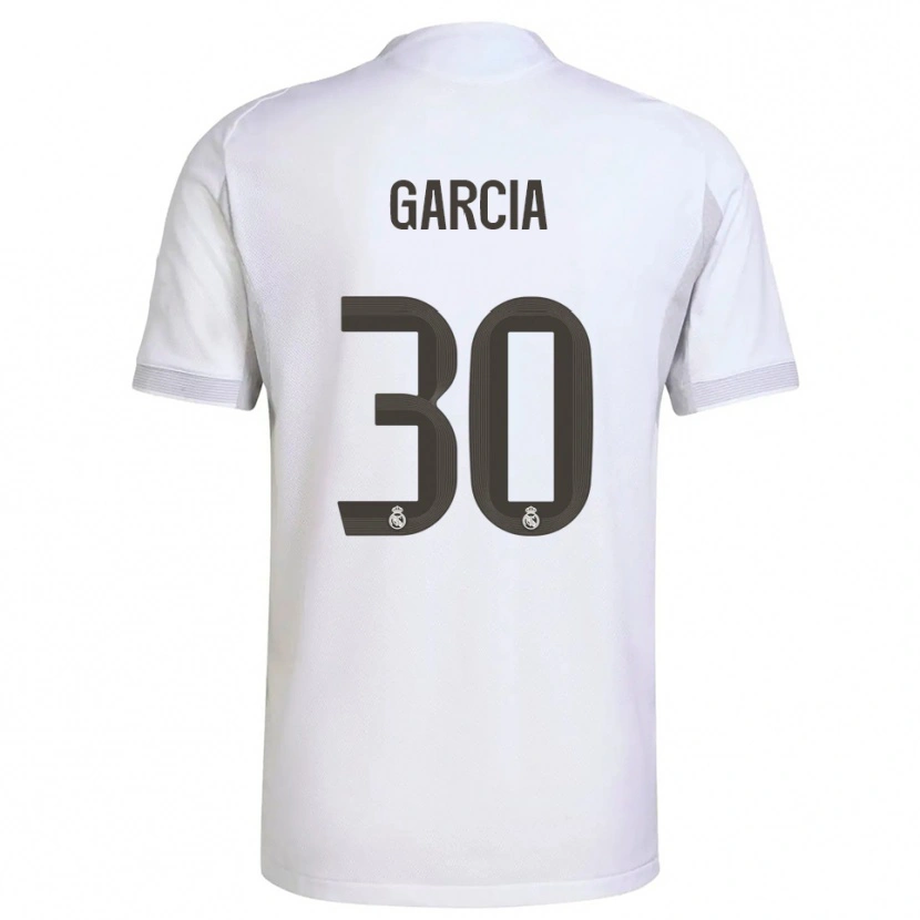 Danxen Homme Maillot Gonzalo García #30 Blanc Jaune Tenues Domicile 2025/26 T-Shirt