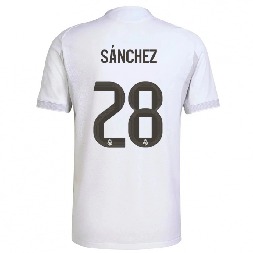 Danxen Homme Maillot Álex Sánchez #28 Blanc Jaune Tenues Domicile 2025/26 T-Shirt