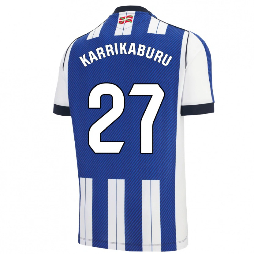 Danxen Homme Maillot Jon Karrikaburu #27 Bleu Blanc Tenues Domicile 2025/26 T-Shirt