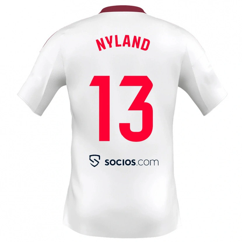 Danxen Homme Maillot Ørjan Nyland #13 Blanc Rouge Tenues Domicile 2025/26 T-Shirt