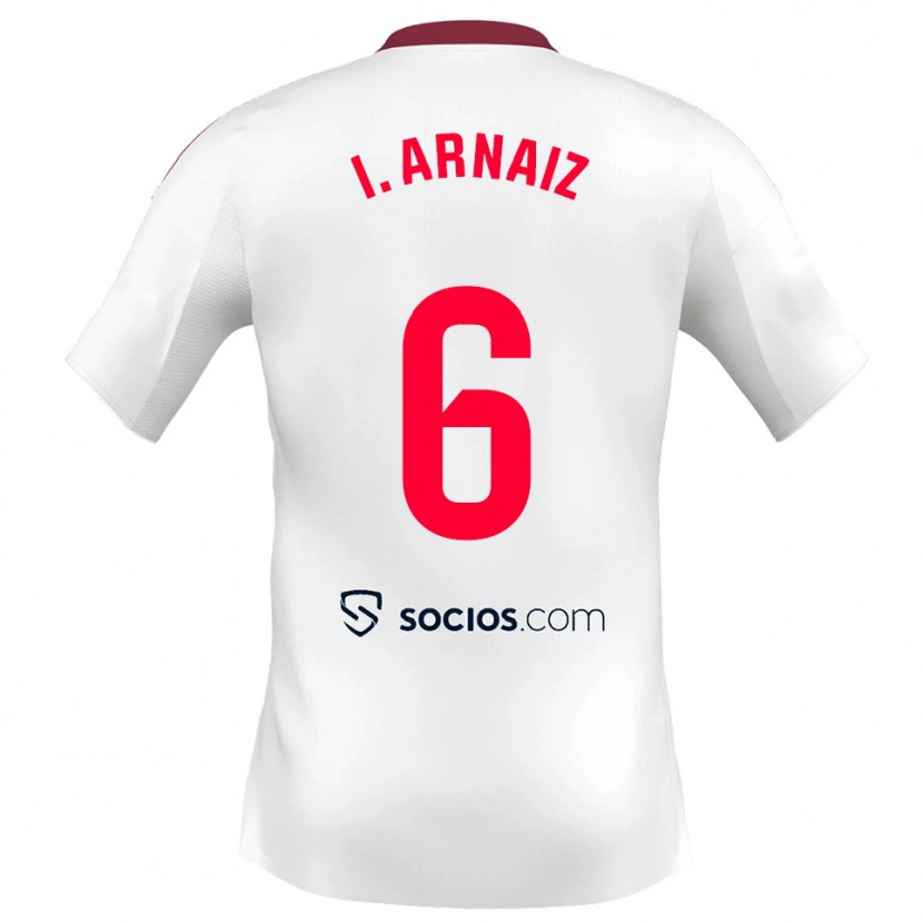 Danxen Homme Maillot Iris Arnaiz Gil #6 Blanc Rouge Tenues Domicile 2025/26 T-Shirt