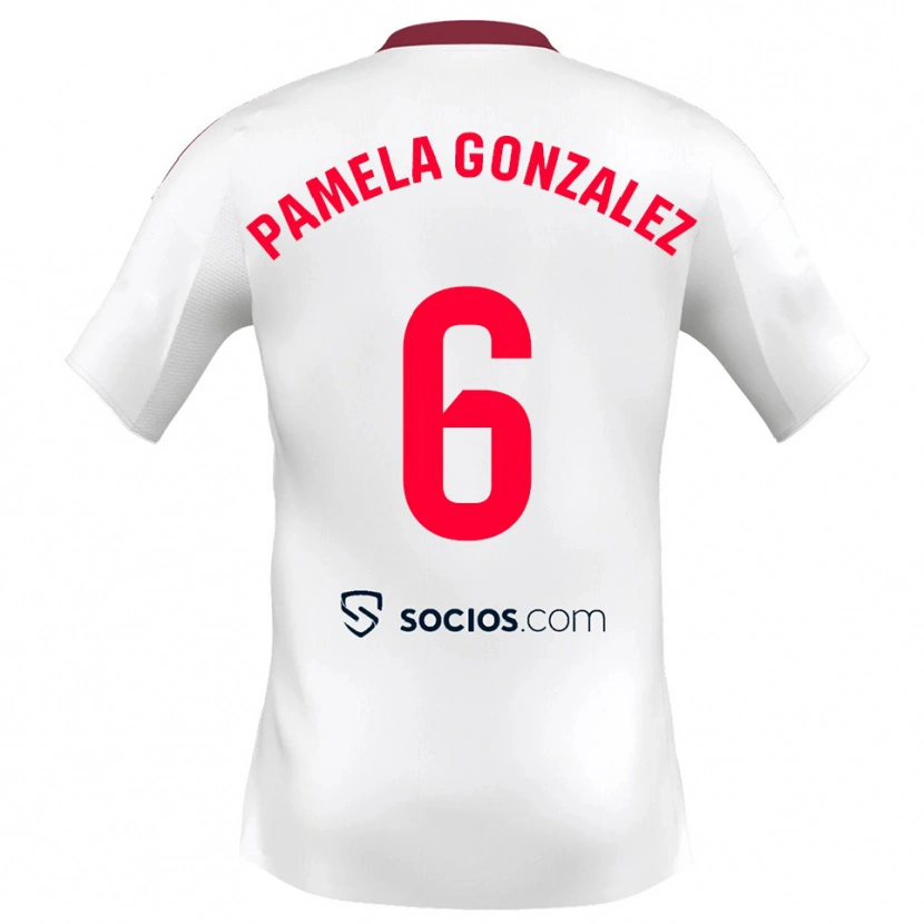 Danxen Homme Maillot Cinthia Pamela González Medina #6 Blanc Rouge Tenues Domicile 2025/26 T-Shirt