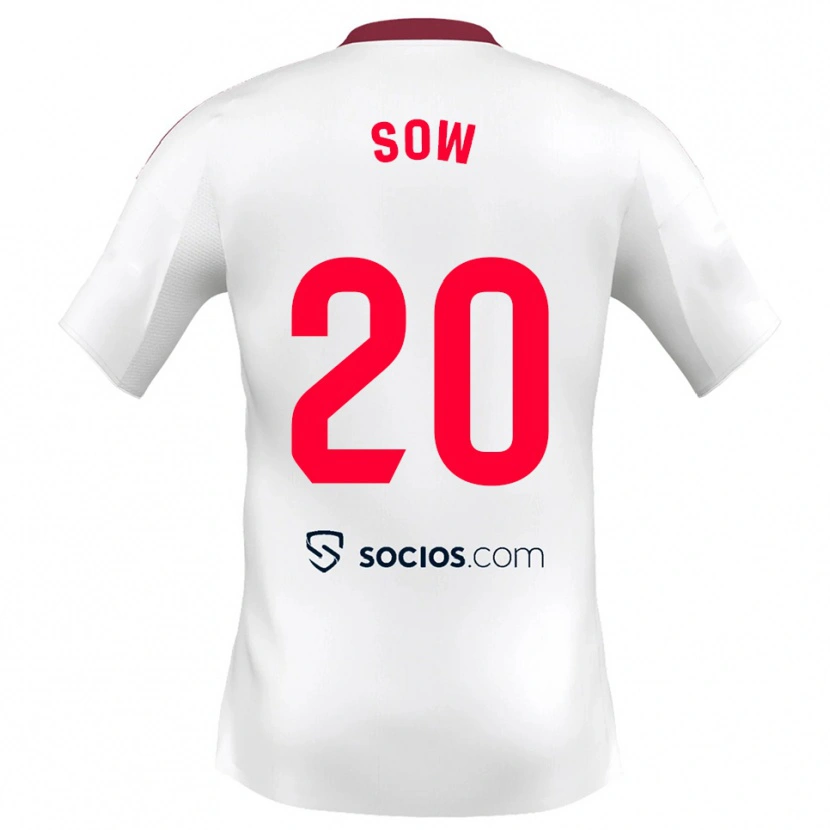 Danxen Homme Maillot Djibril Sow #20 Blanc Rouge Tenues Domicile 2025/26 T-Shirt
