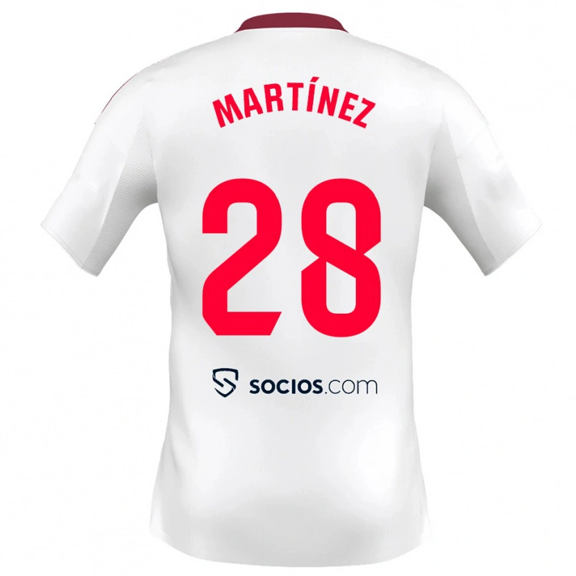 Danxen Homme Maillot Hugo Martínez #28 Blanc Rouge Tenues Domicile 2025/26 T-Shirt