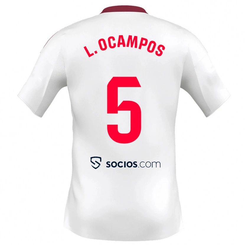 Danxen Homme Maillot Lucas Ocampos #5 Blanc Rouge Tenues Domicile 2025/26 T-Shirt