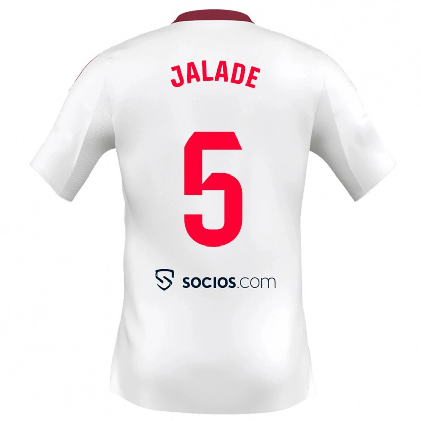 Danxen Homme Maillot Robert Jalade #5 Blanc Rouge Tenues Domicile 2025/26 T-Shirt