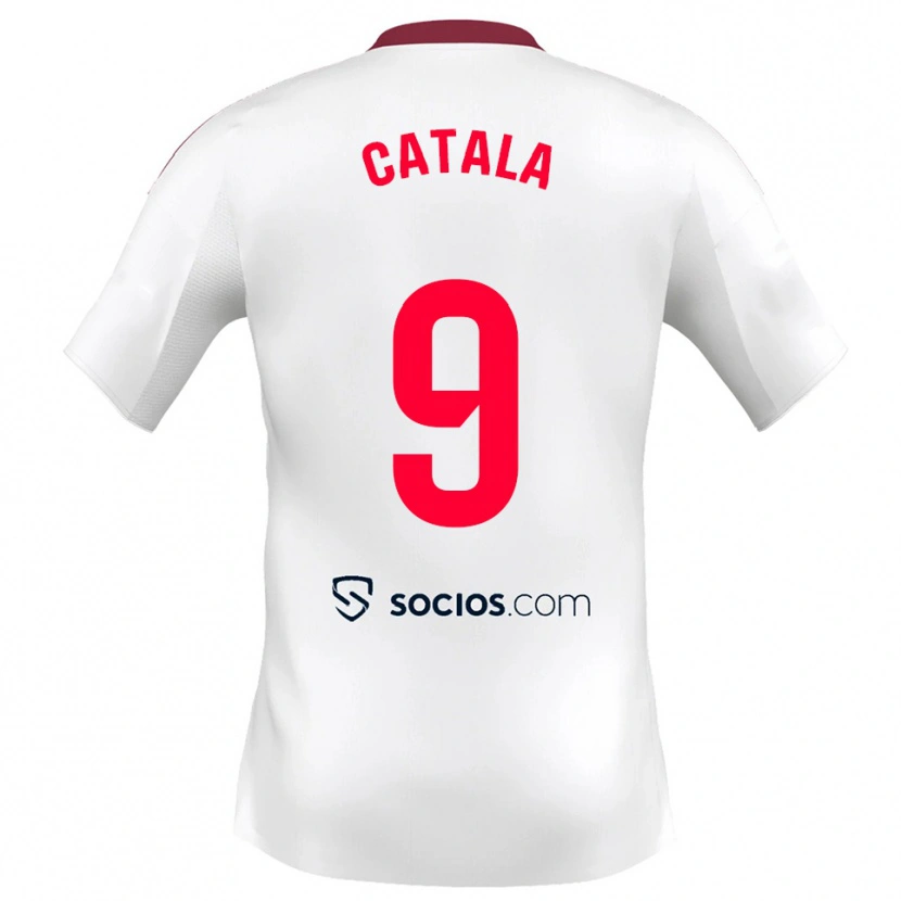 Danxen Homme Maillot Rubén Catalá #9 Blanc Rouge Tenues Domicile 2025/26 T-Shirt