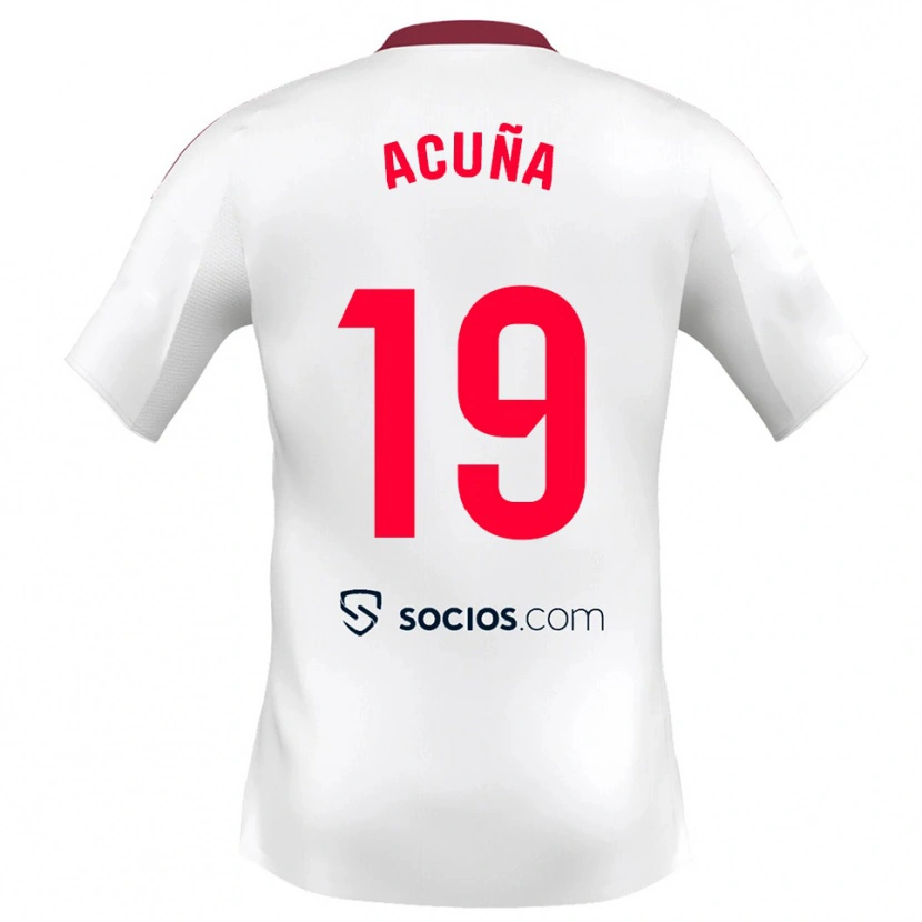Danxen Homme Maillot Marcos Acuna #19 Blanc Rouge Tenues Domicile 2025/26 T-Shirt