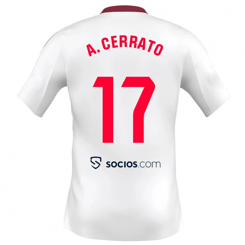 Danxen Homme Maillot Alba Cerrato Izquierdo #17 Blanc Rouge Tenues Domicile 2025/26 T-Shirt