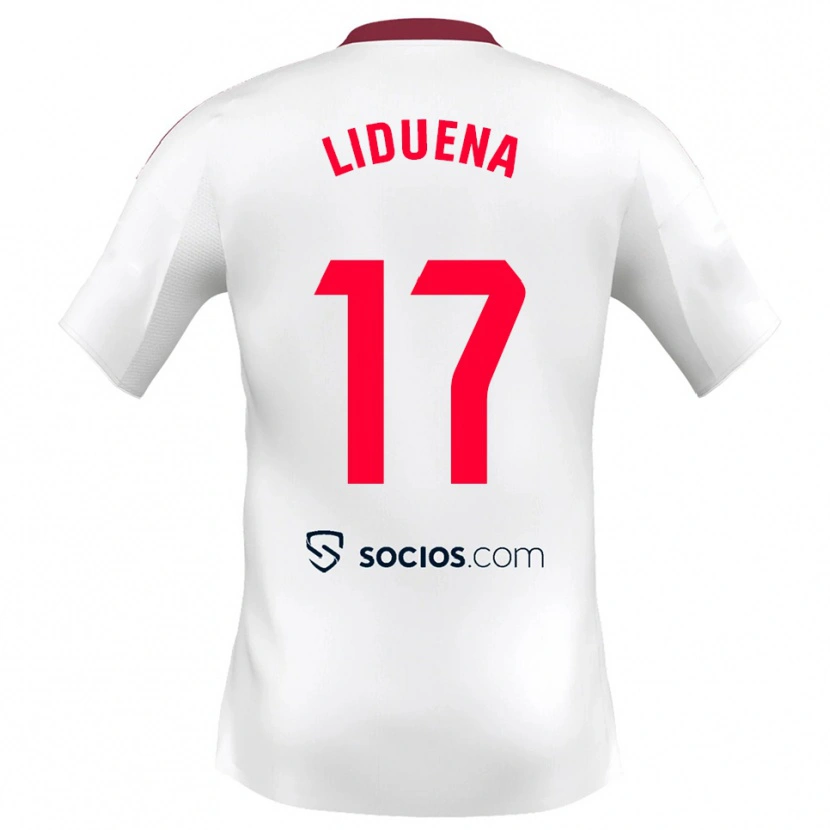 Danxen Homme Maillot Daniel Lidueña #17 Blanc Rouge Tenues Domicile 2025/26 T-Shirt