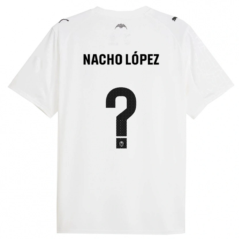 Danxen Homme Maillot Nacho López #0 Blanc Noir Tenues Domicile 2025/26 T-Shirt