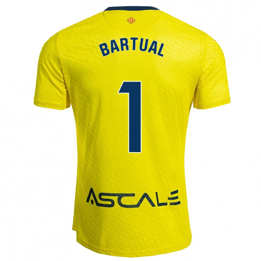 Danxen Homme Maillot Kike Bartual #1 Jaune Marine Tenues Domicile 2025/26 T-Shirt