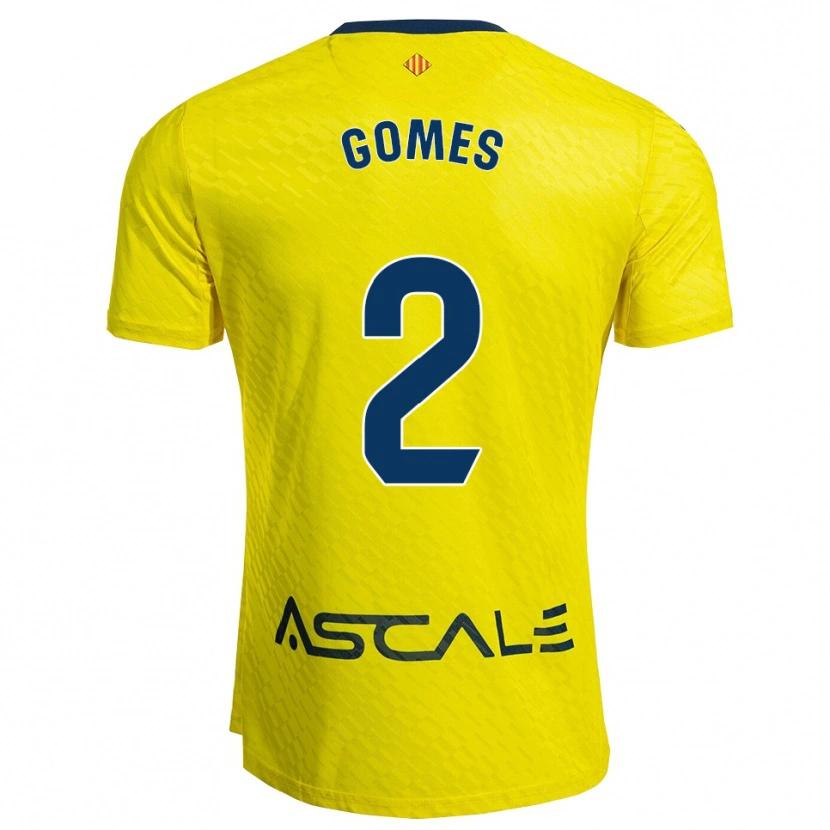 Danxen Homme Maillot Vique Gomes #2 Jaune Marine Tenues Domicile 2025/26 T-Shirt