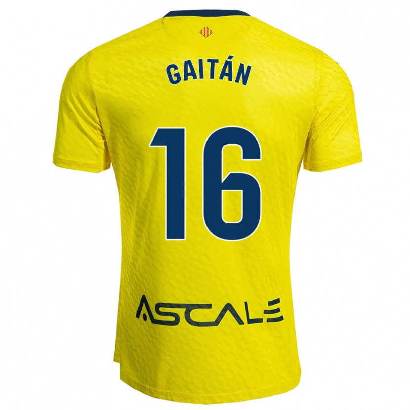 Danxen Homme Maillot Joselillo Gaitán #16 Jaune Marine Tenues Domicile 2025/26 T-Shirt