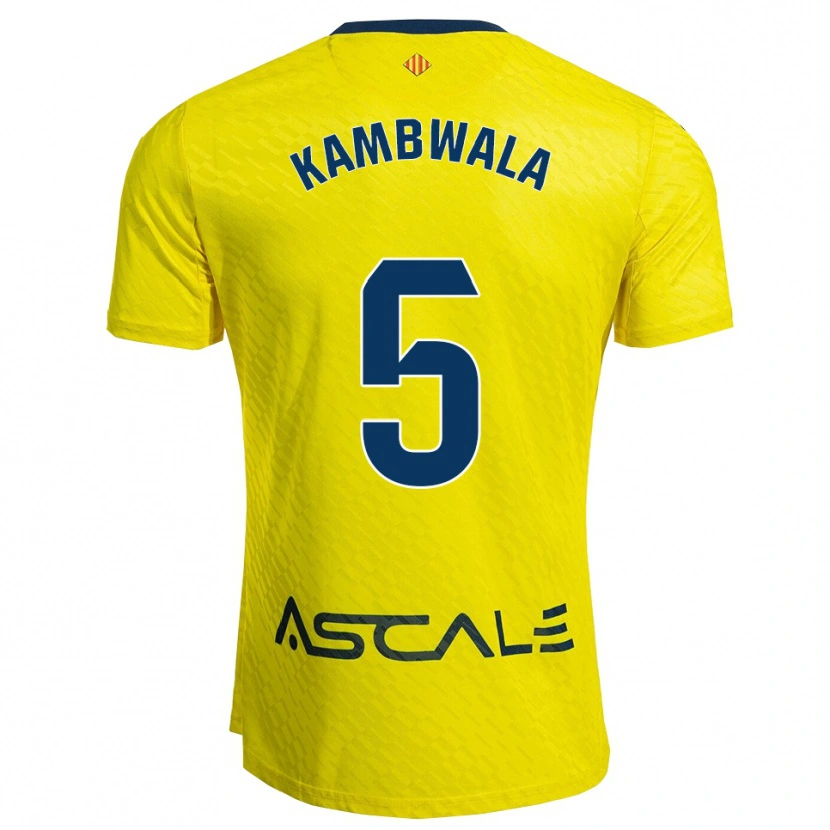 Danxen Homme Maillot Willy Kambwala #5 Jaune Marine Tenues Domicile 2025/26 T-Shirt