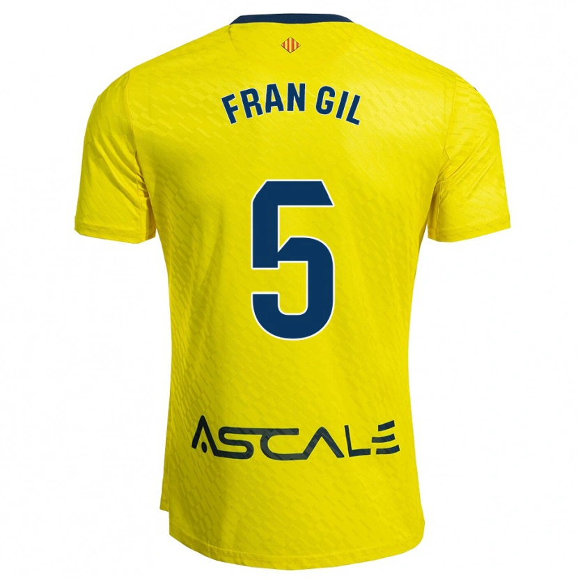 Danxen Homme Maillot Fran Gil #5 Jaune Marine Tenues Domicile 2025/26 T-Shirt