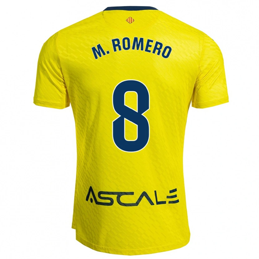 Danxen Homme Maillot María Romero Catalan #8 Jaune Marine Tenues Domicile 2025/26 T-Shirt