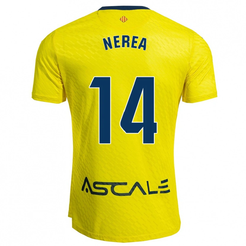 Danxen Homme Maillot Nerea Pérez Machado #14 Jaune Marine Tenues Domicile 2025/26 T-Shirt