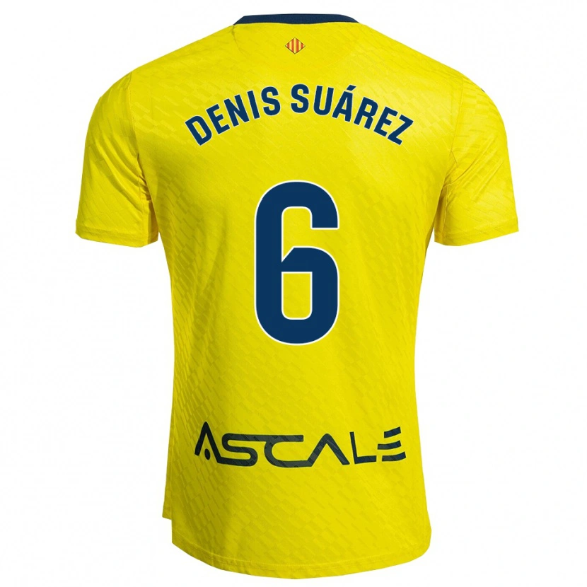 Danxen Homme Maillot Denis Suárez #6 Jaune Marine Tenues Domicile 2025/26 T-Shirt