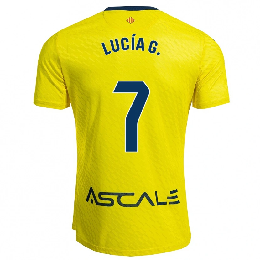 Danxen Homme Maillot Lucía Gómez García #7 Jaune Marine Tenues Domicile 2025/26 T-Shirt