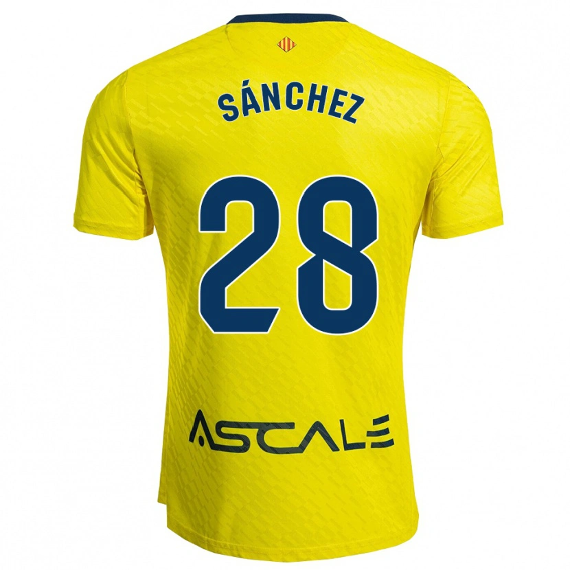 Danxen Homme Maillot Joel Sánchez #28 Jaune Marine Tenues Domicile 2025/26 T-Shirt