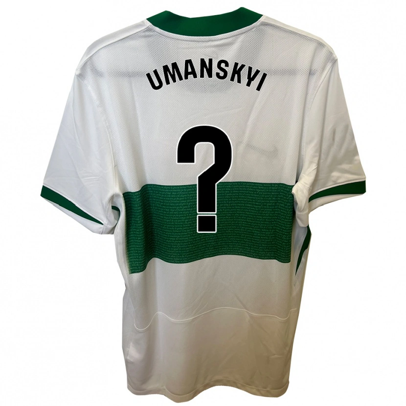 Danxen Homme Maillot Volodymyr Umanskyi #0 Blanc Vert Tenues Domicile 2025/26 T-Shirt